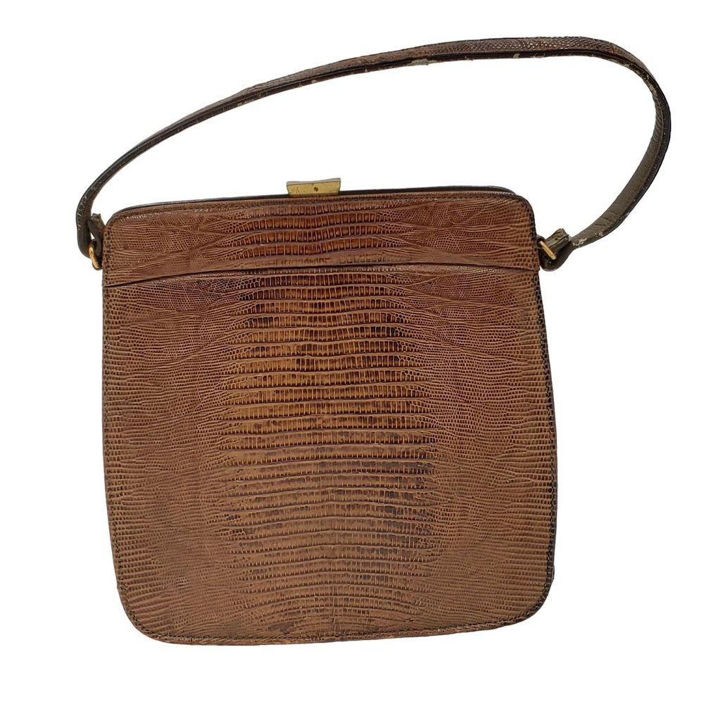 Vintage Palizzio Very NewYork Exotic Lizard Honey Brown Reptile Purse Bag Clutch - Picture 3 of 11